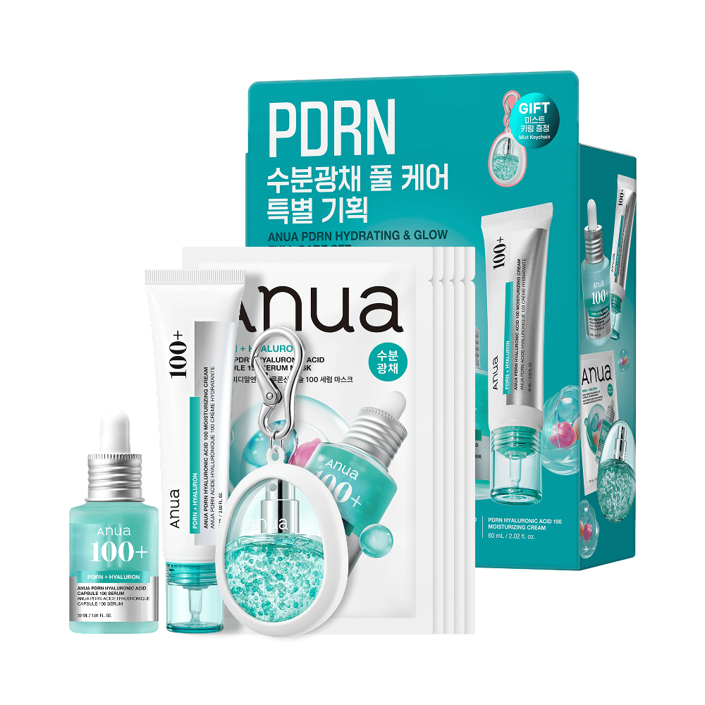 Anua Anua PDRN Full Care Set (Serum 1 fl. oz.(30ml) + Mist 1 fl. oz.(30ml) + Cream 2 fl. oz.(60ml) + Mask 5ct + Keychain)