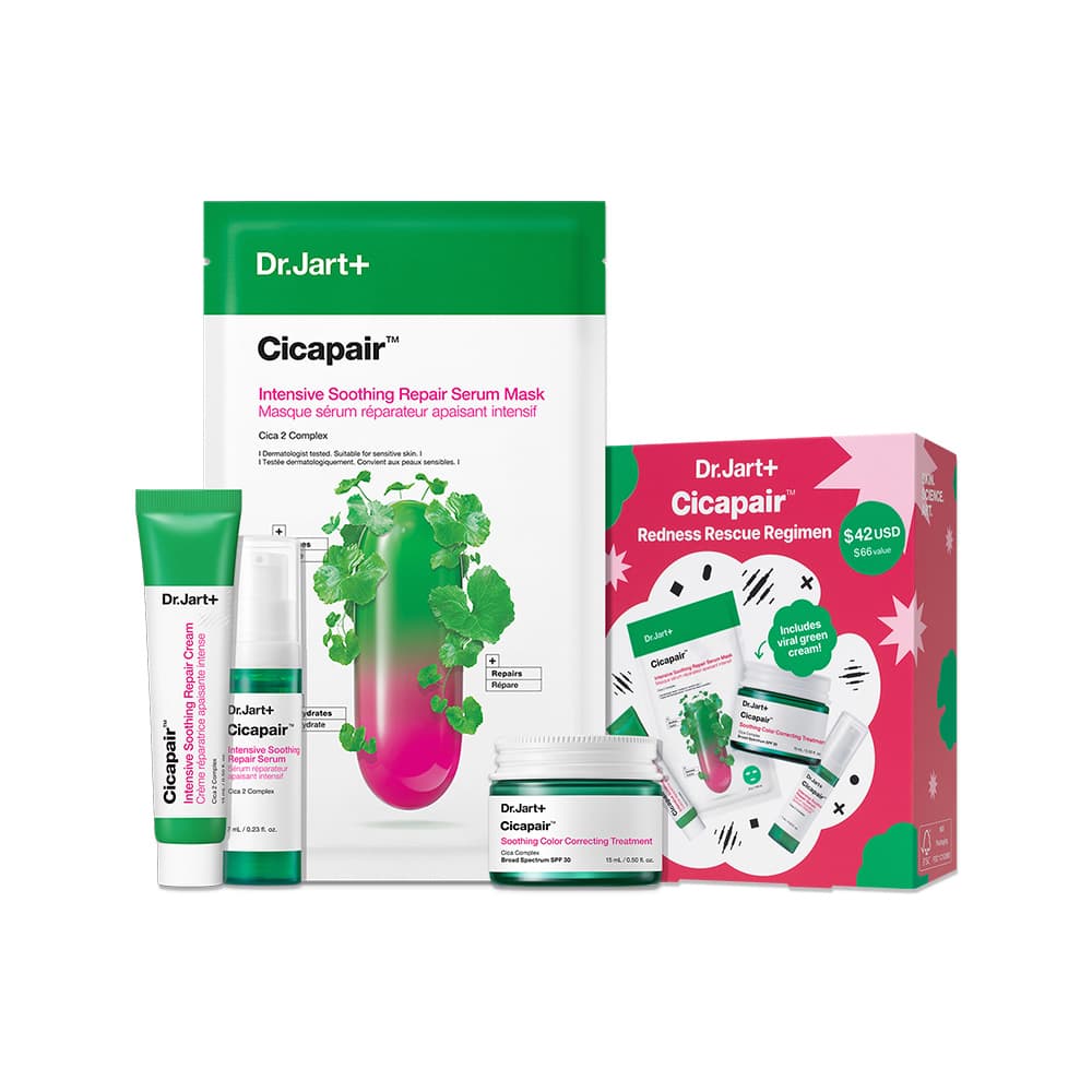 Dr.Jart+ Dr.Jart+ Cicapair™ Redness Rescue Regimen Kit : Mask 0.88 oz. + Serum 0.23 fl. oz. + Cream 0.50 fl. oz. + Treatment