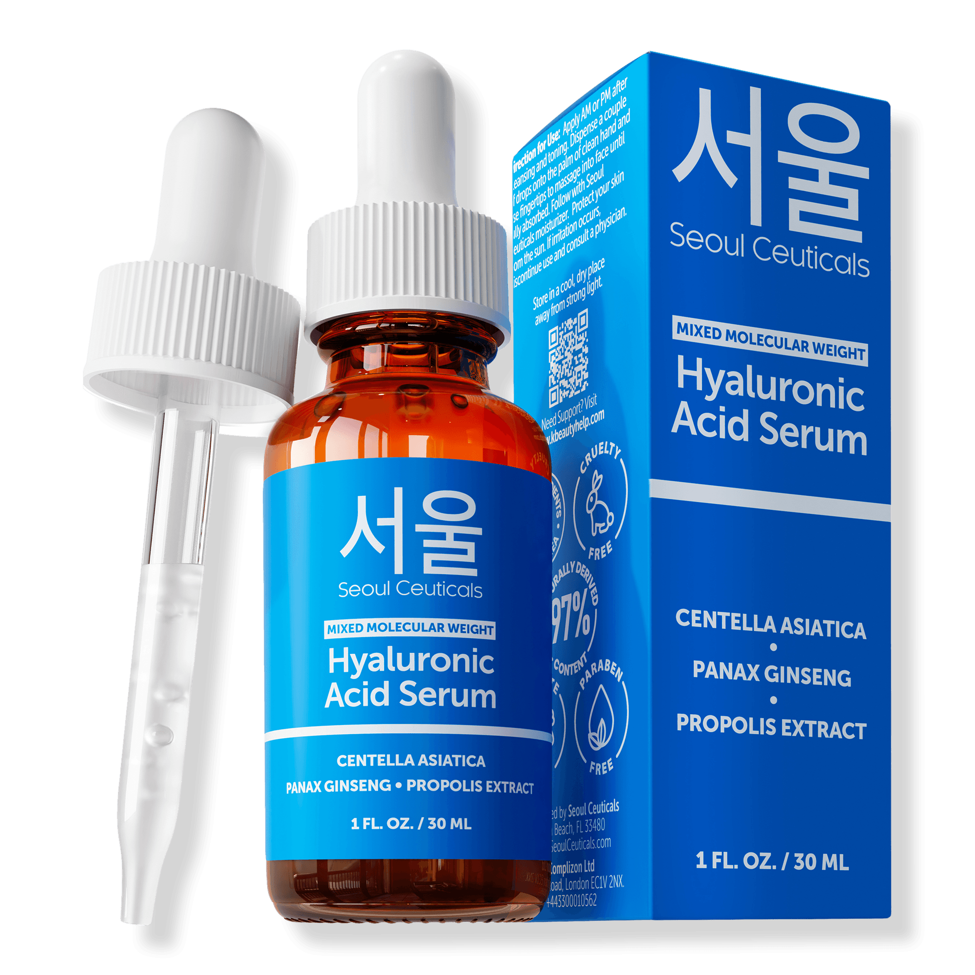 Seoul Ceuticals Korean Skin Care Mixed Molecular Weight Hyaluronic Acid Serum